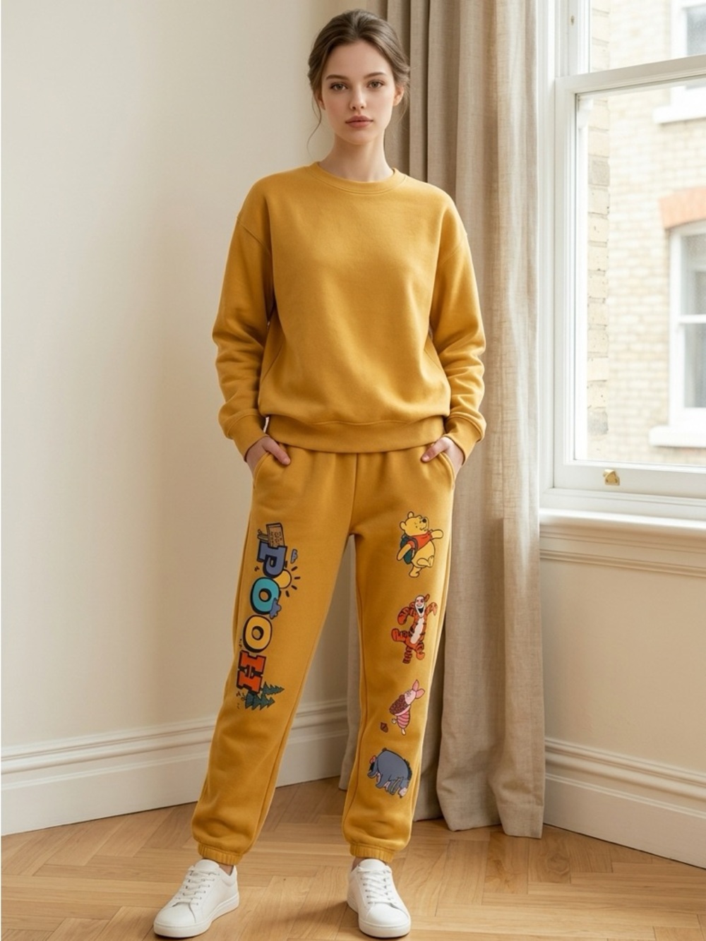 Disney Yellow Winnie the Pooh Jogger Pants with Character Graphics Size S - Picture 5 of 5